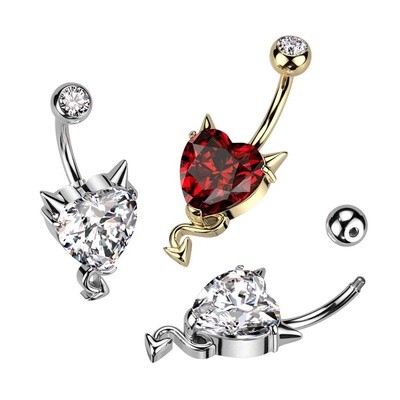 Bauchnabelpiercing Diablo mit Kristallherz