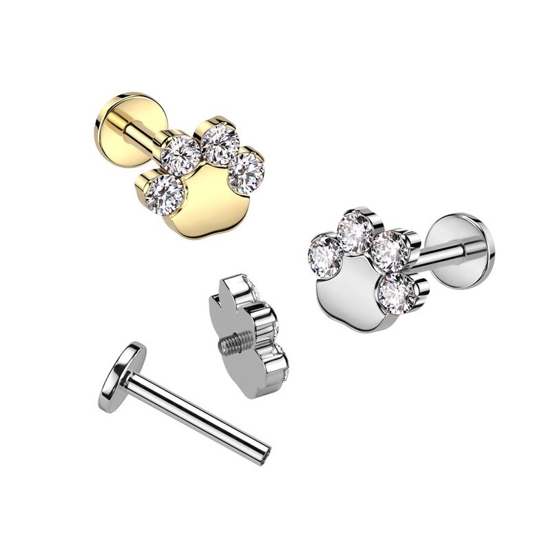 Labret aus Titan Silberne Pfote