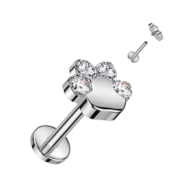 Labret aus Titan Silberne Pfote