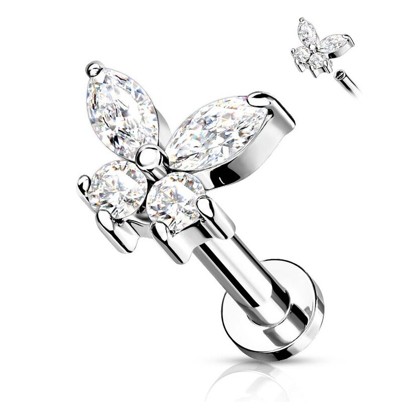 Labret Schmetterling weiss