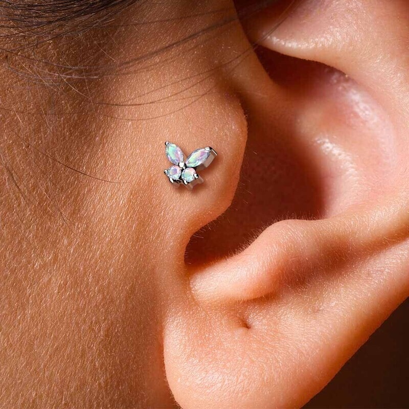 Labret Piercing Schmetterling Aurora Borealis