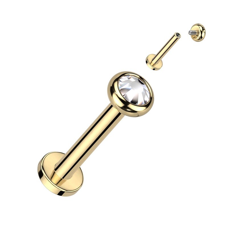 Labret aus Titan und Innengewinde vergoldet