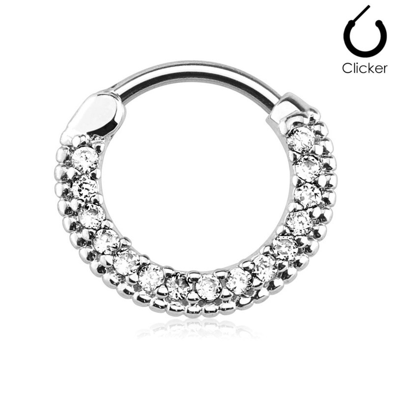 Piercing Ring Zirkonia Kristallen silber