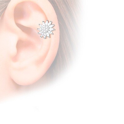 Barbell Kristallblume silber