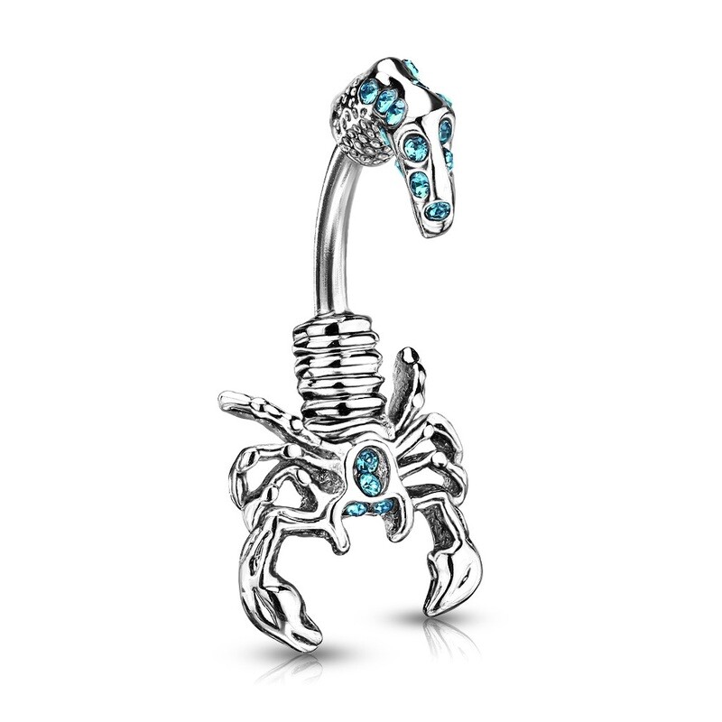 Bauchnabelpiercing Skorpion blau