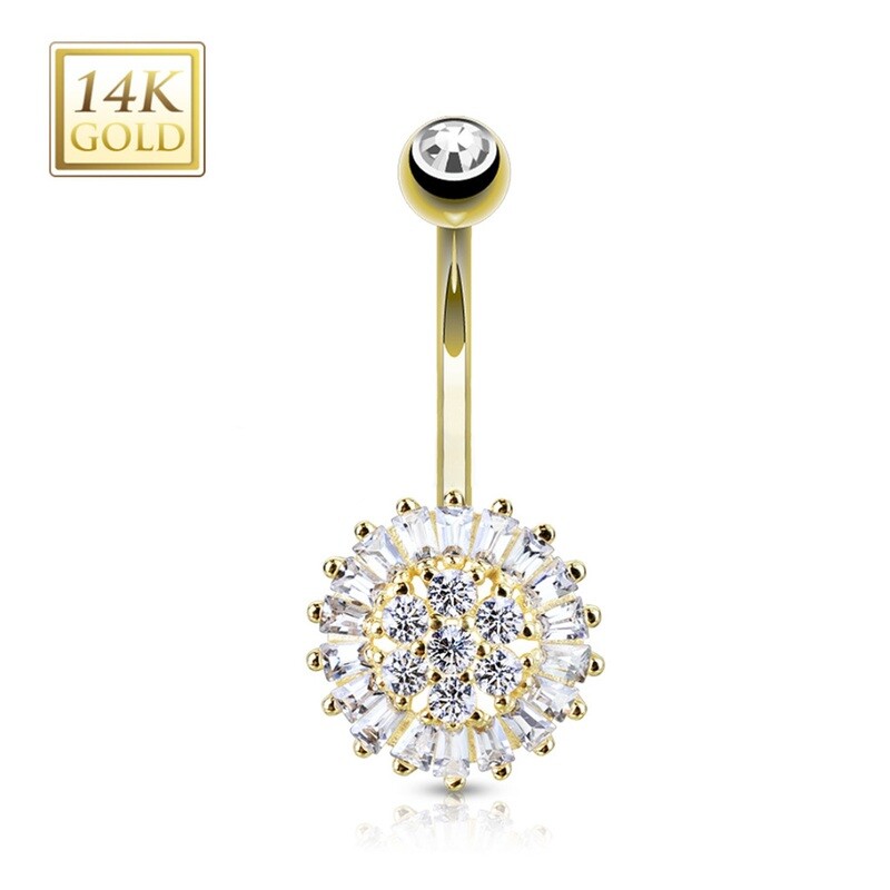 Bauchnabelpiercing 14K Gold Kristallblume
