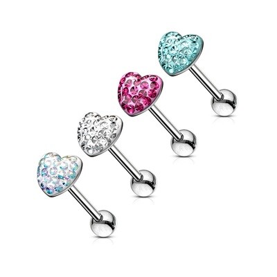 Zungenpiercing mit Kristallherz Aurora Borealis