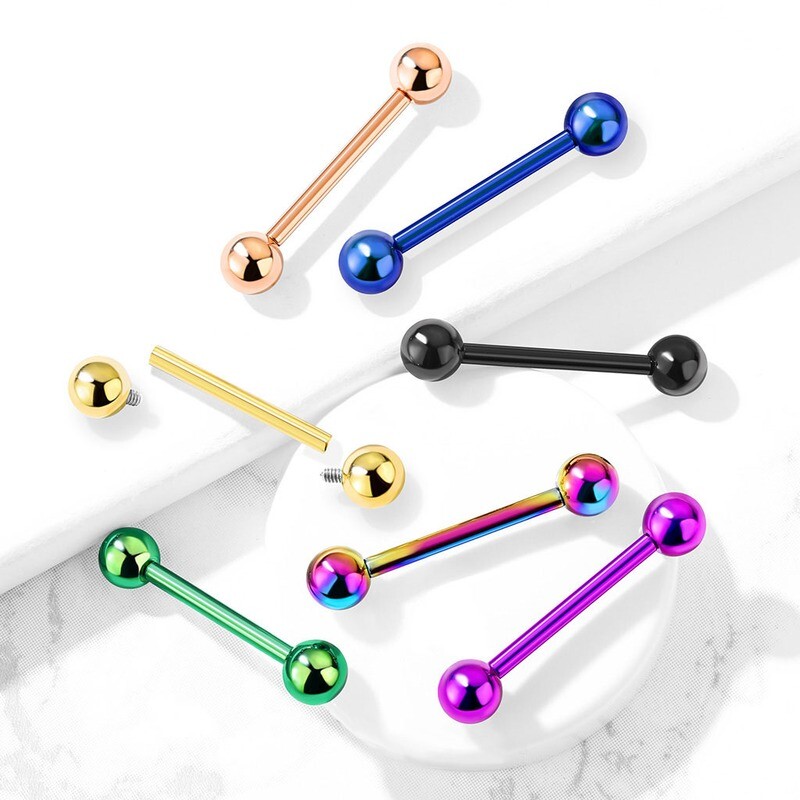 Zungenpiercing aus Titan vergoldet