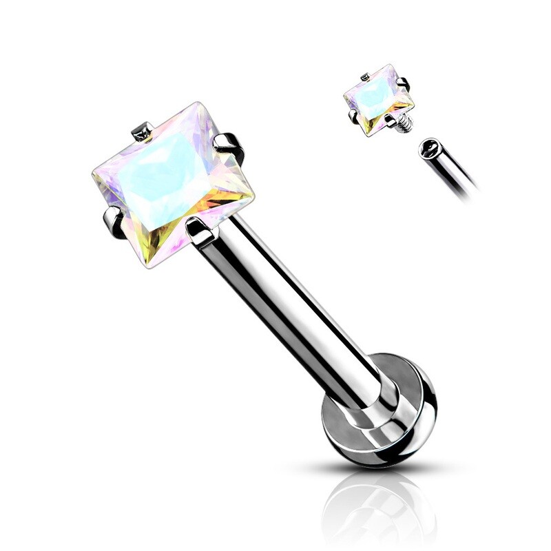 Labret mit quadratischem Kristall aurora borealis
