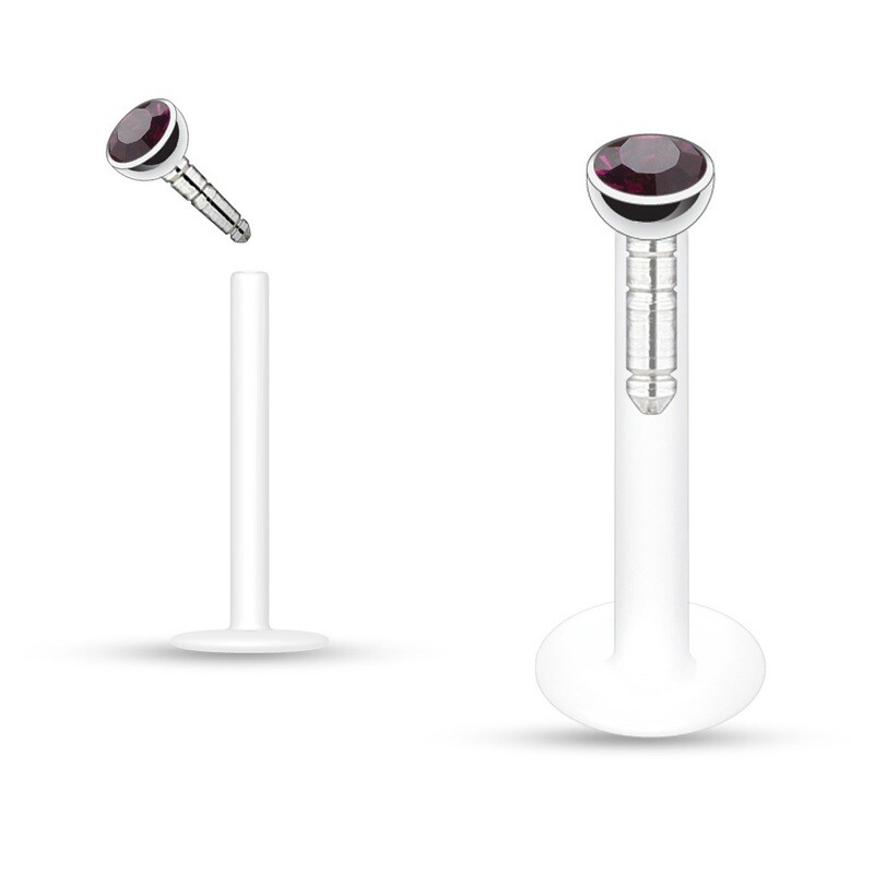 Labret Kristall violett abgerundet