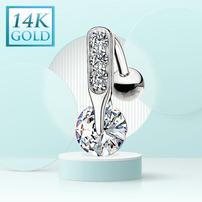 Bauchnabelpiercing mit Anhänger 14K Weissgold