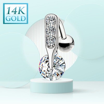 Bauchnabelpiercing mit Anhänger 14K Weissgold
