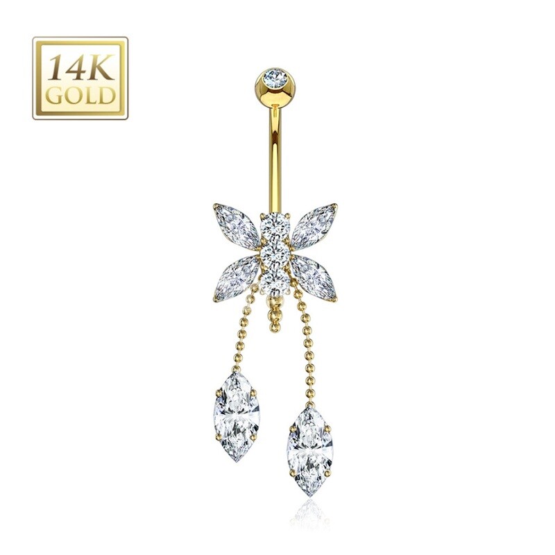 Bauchnabelpiercing Schmetterling 14K Gold