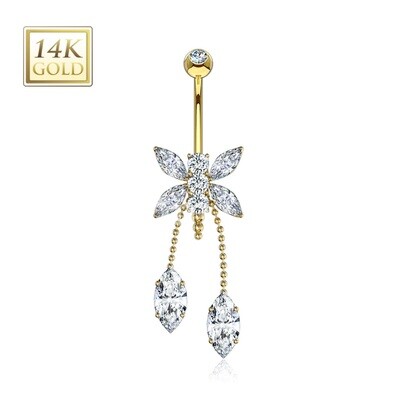 Bauchnabelpiercing Schmetterling 14K Gold