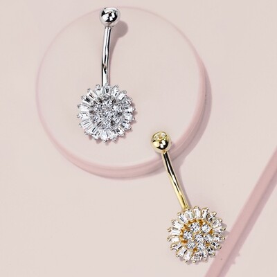 Bauchnabelpiercing 14K Gold Kristallblume