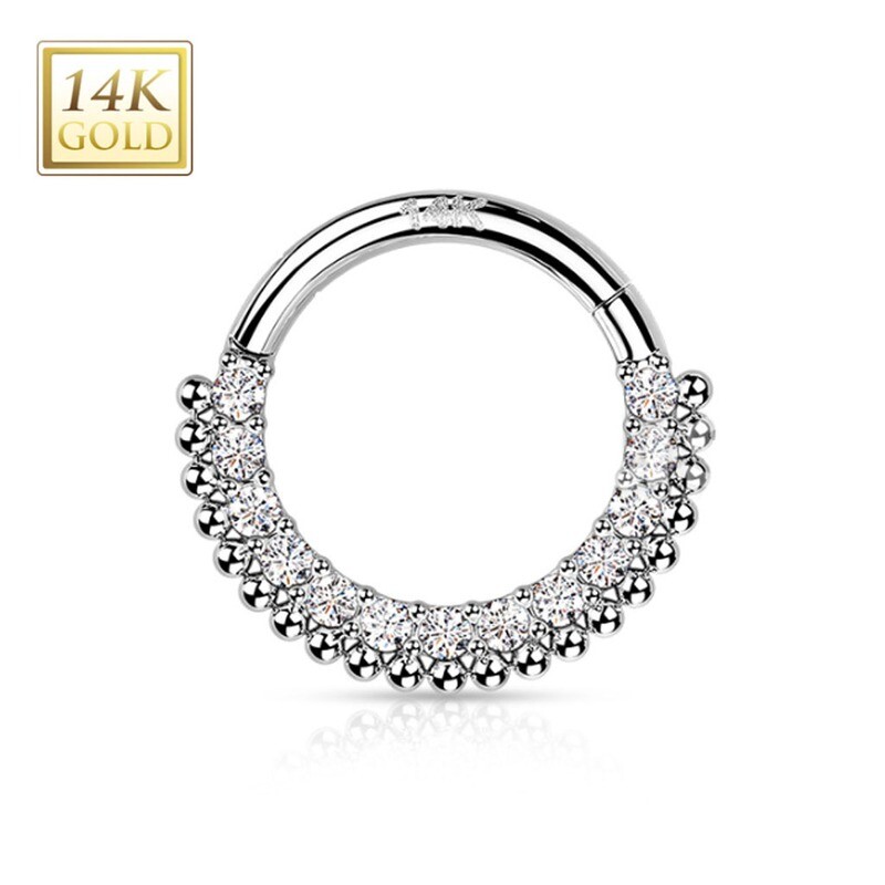 Segment Ring aus 14K Gold CZ und Quasten
