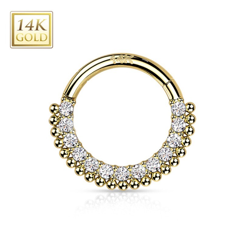 Segment Ring aus 14K Gold CZ und Quasten