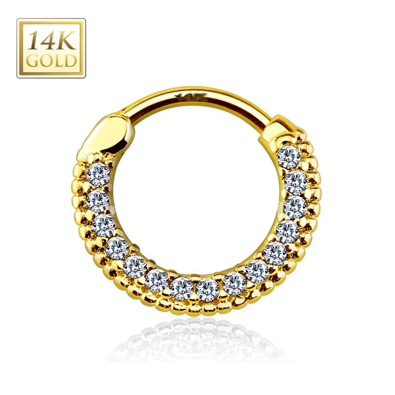 Piercing Ring Zirkonia Kristallen vergoldet