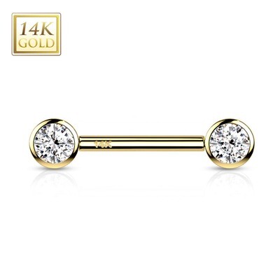 Nippelpiercing aus 14K Gold push-in Kugeln