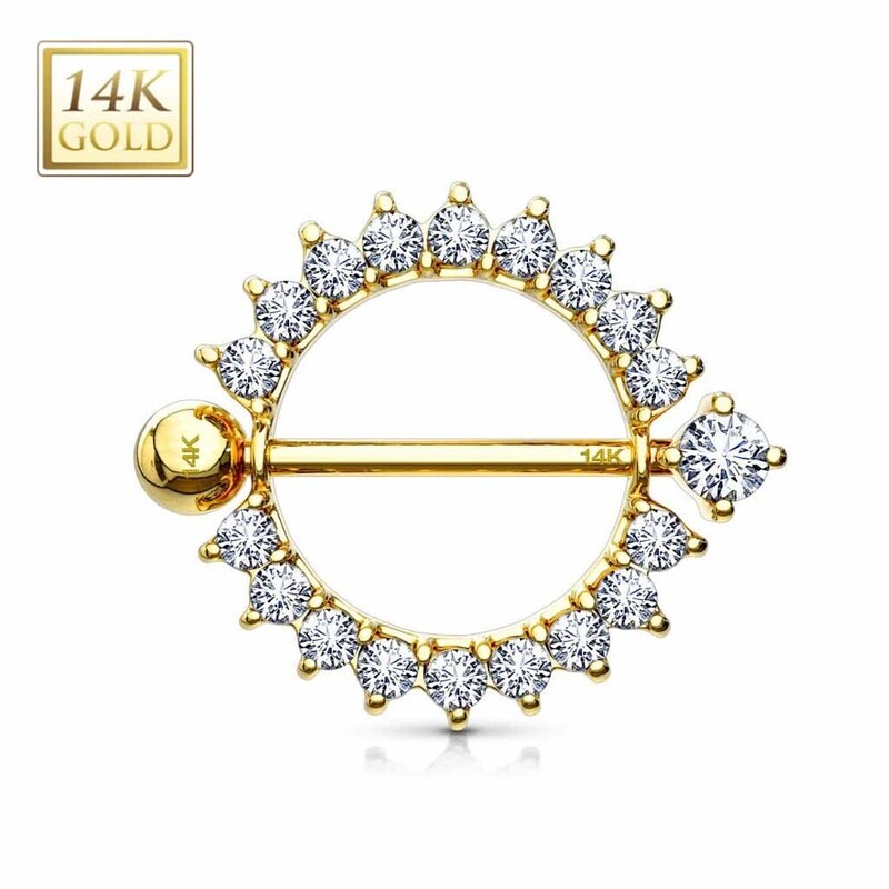 Nippelpiercing Schild aus 14K Gold