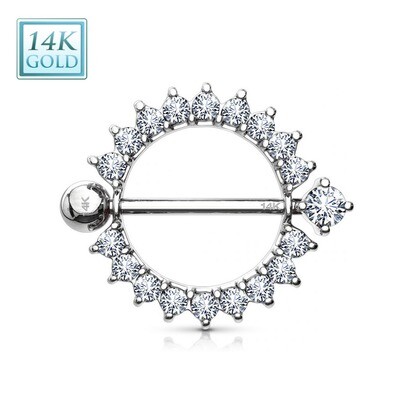 Nippelpiercing Schild aus 14K Weissgold