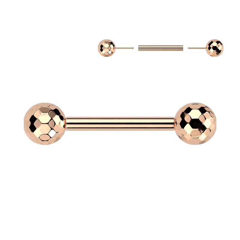 Zungenpiercing polyedrische Oberfläche rosegold
