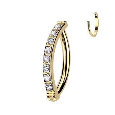 Bauchnabelpiercing Ring quadratische CZ Gold
