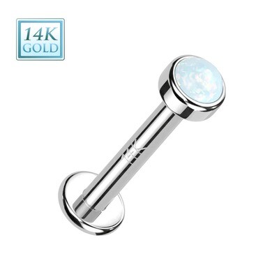 Labret aus 14K Weissgold Opalitstein
