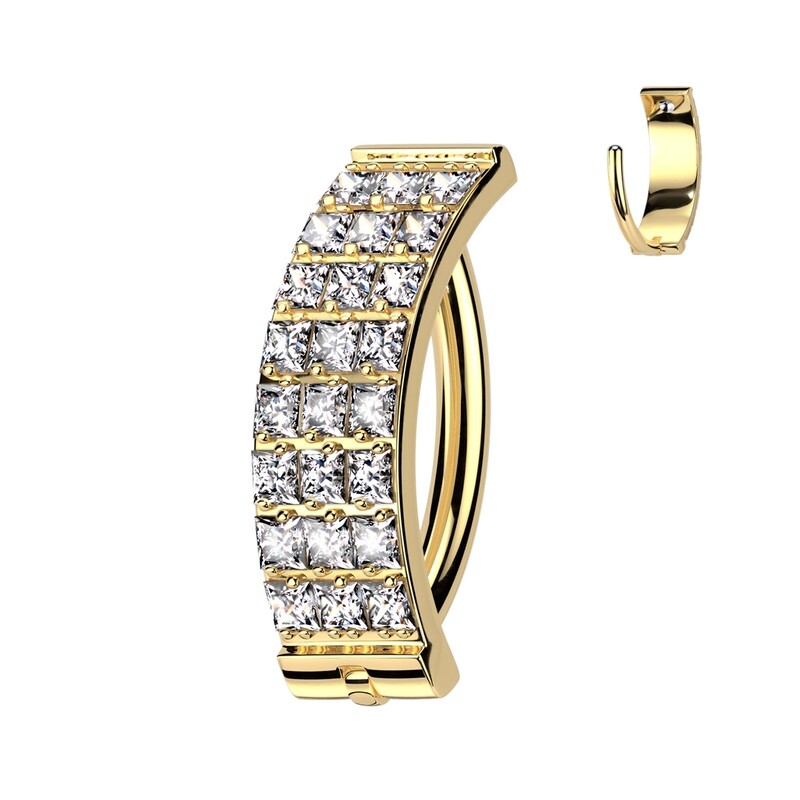 Bauchnabelpiercing aus Titan Dreifach-Kristallbogen gold