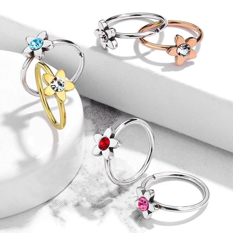 Piercing Ring Blume silber