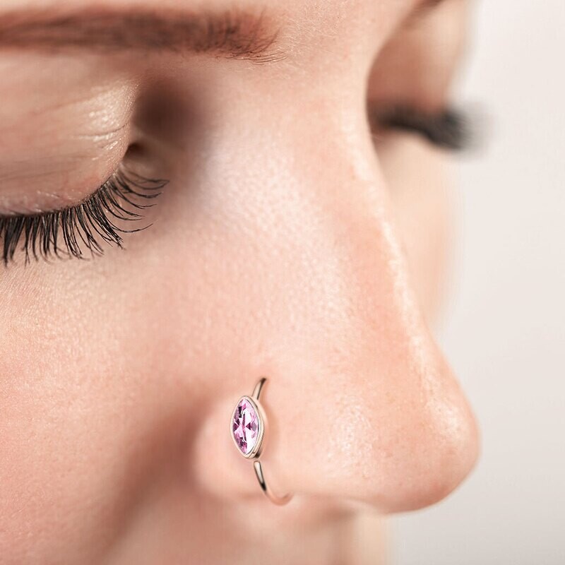 Piercing Ring Rhombus pink