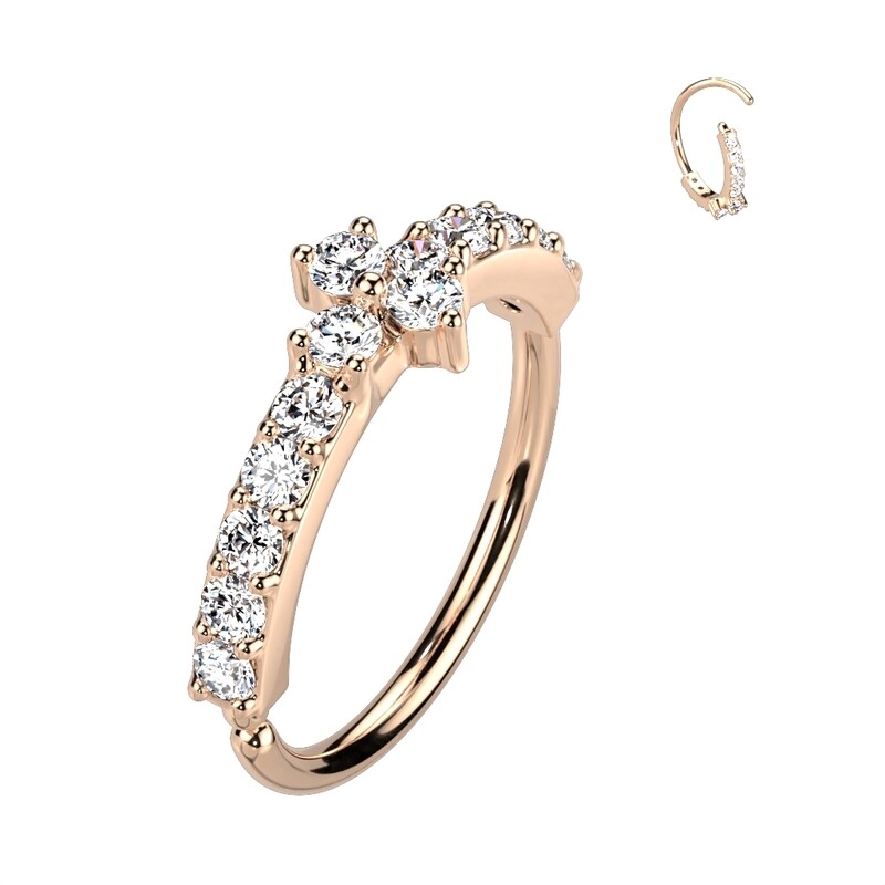 Anneau de piercing galaxie zirconia rose gold