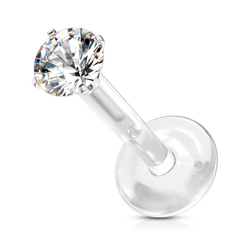 Labret aus Bio Flex mit eingefasstem Kristall