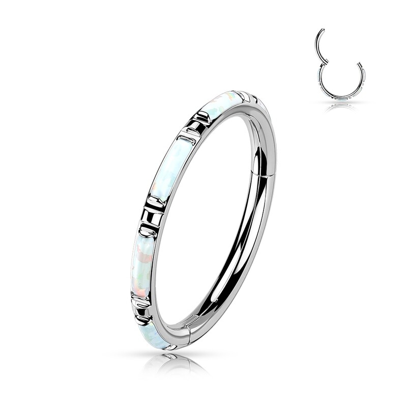Piercing Ring aus Titan mit Opalsteinen