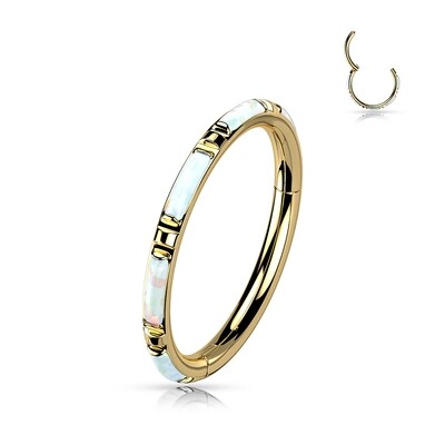 Piercing Ring aus Titan mit Opalsteinen vergoldet