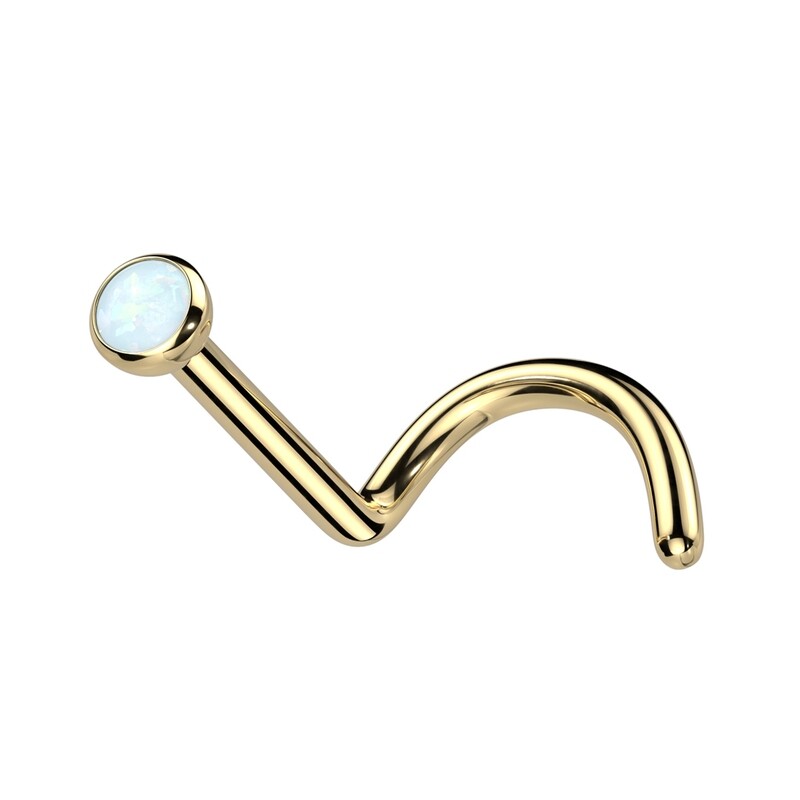 Nasenstecker aus Titan mit Opal screw vergoldet