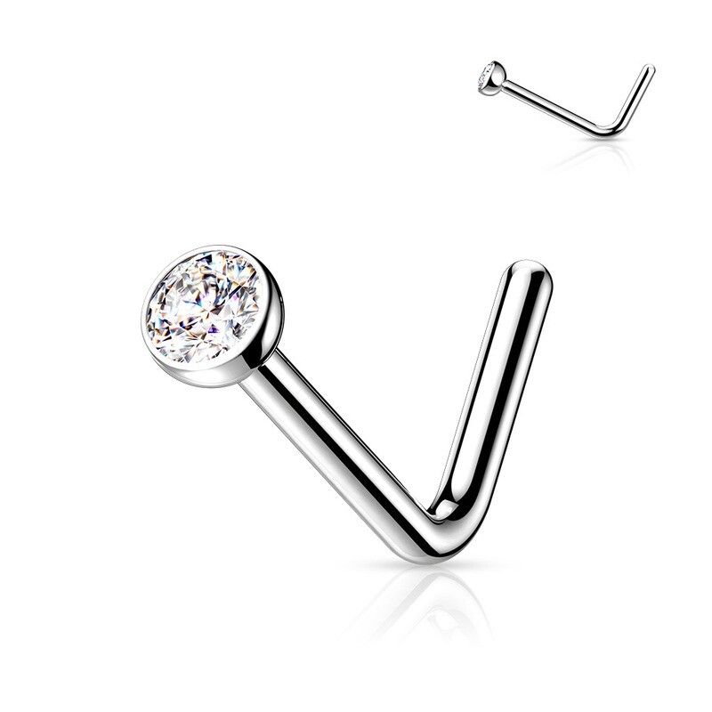 Nasenstecker gebogen aus Titan weiss