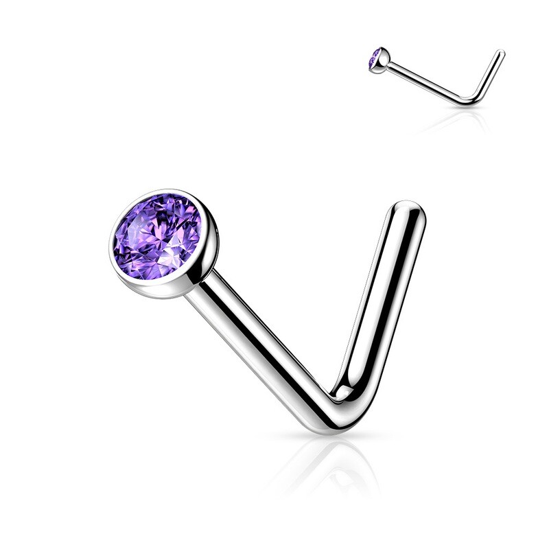 Nasenstecker gebogen aus Titan violett