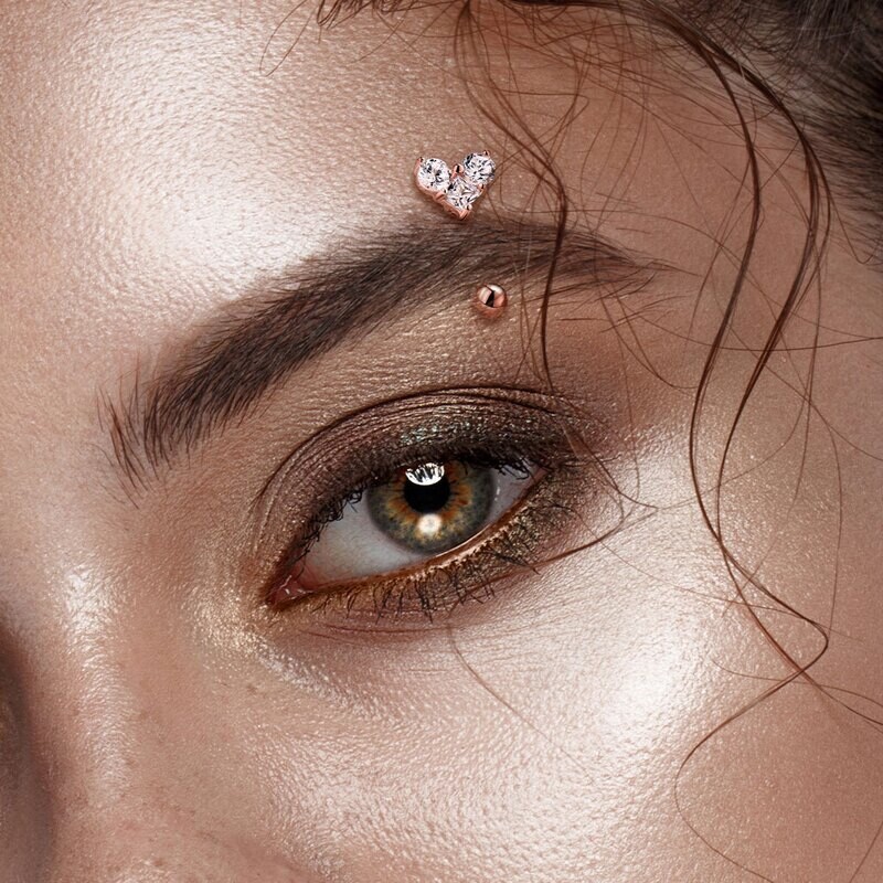 Banane länge 8 mm Kristallherz rosegold