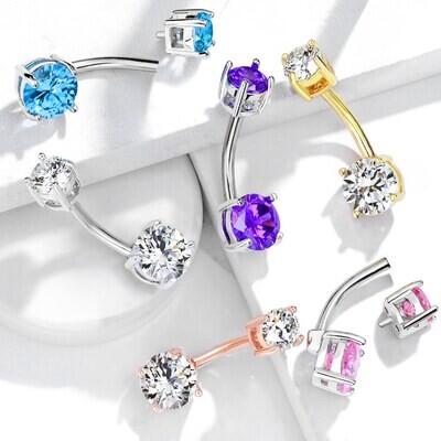 Bauchnabelpiercing mit Zirkonia Kristallen aqua