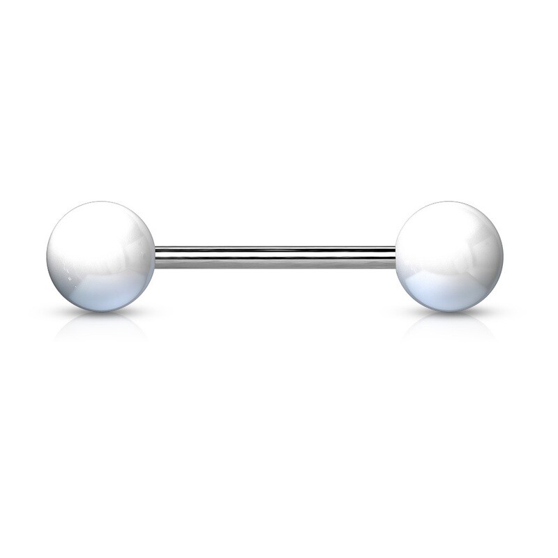 Zungenpiercing aus Titan weiss