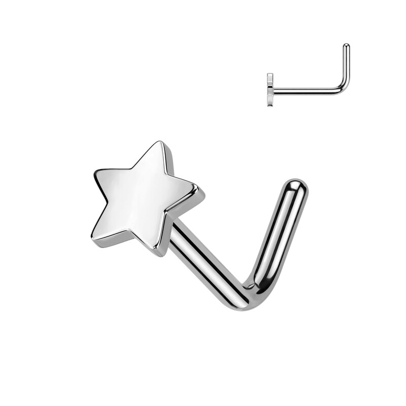Nasenstecker aus Titan Stern silber