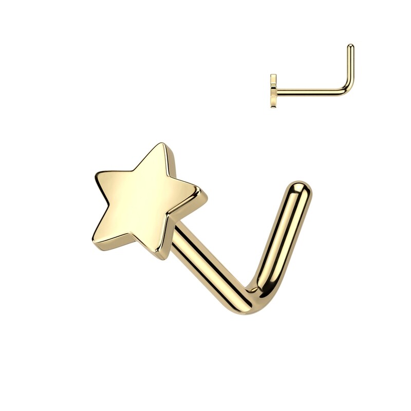 Nasenstecker aus Titan Stern vergoldet
