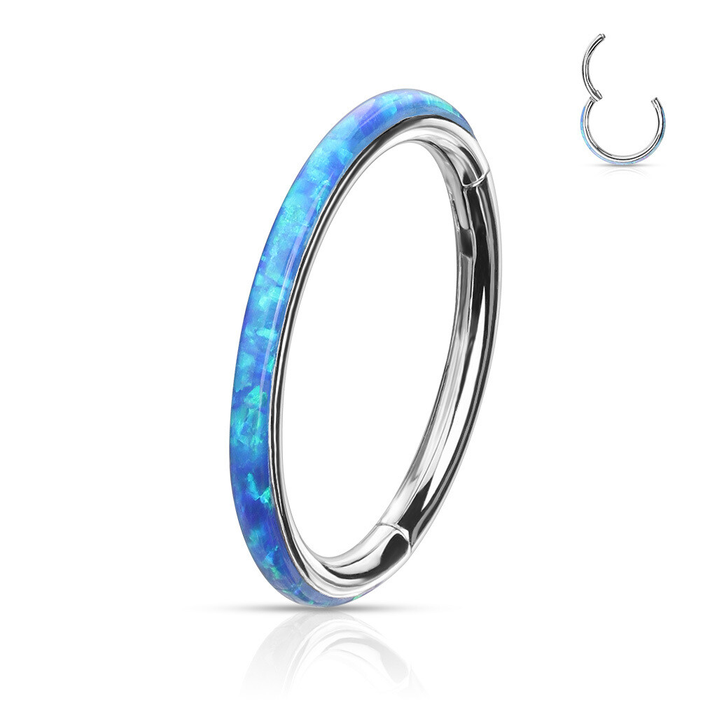 Segmentring mit Opal klappbar blau
