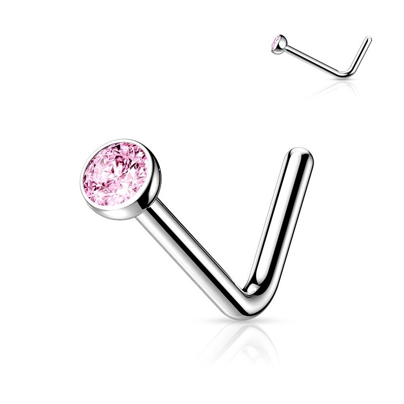 Nasenstecker gebogen aus Titan pink