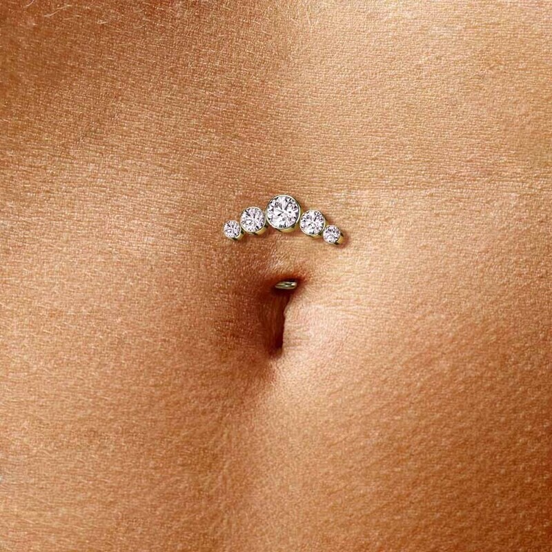 Bauchnabelpiercing aus Titan mit Swarovski Kristallen vergoldet