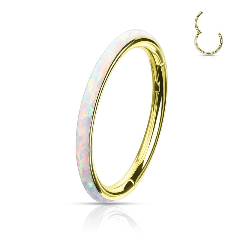 Segmentring mit Opal klappbar vergoldet