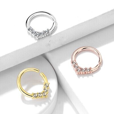 Piercing Ring mit Kristallen rosegold