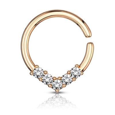 Piercing Ring mit Kristallen rosegold