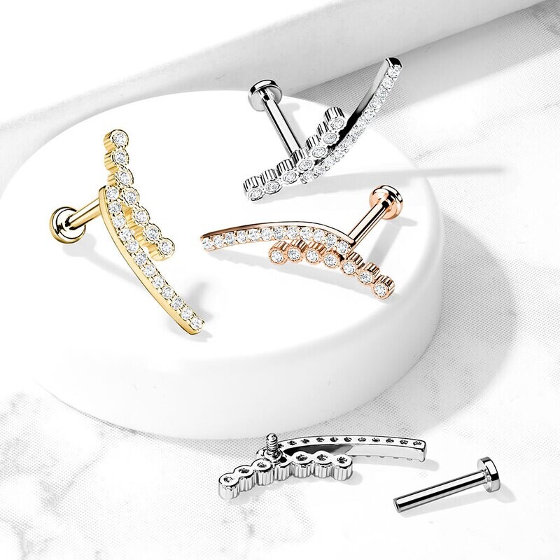 Helix Piercing doppel Kristallbogen rosegold